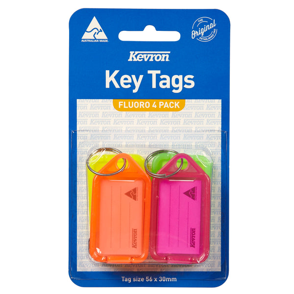 kevron id38 keytags fluoro assorted pack of 4