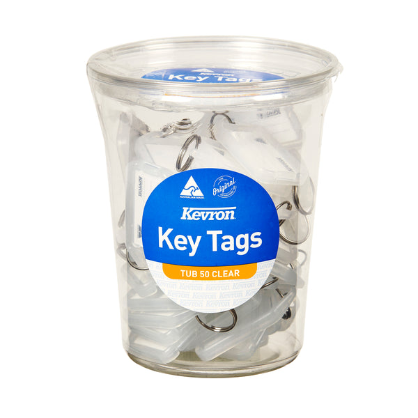 kevron id5 keytags clear dispsenser tub of 50