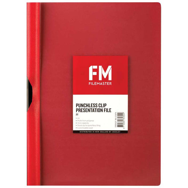 fm clipfile punchless size a4 3MM polyproplyene#colour_RED