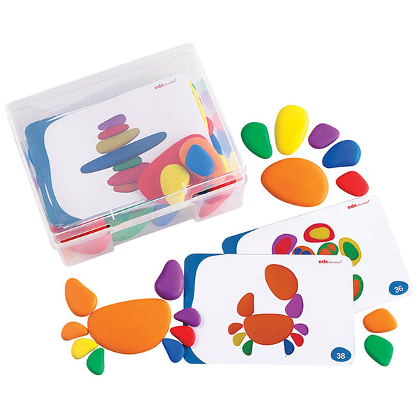 EDX Rainbow Pebbles Activity Set of 36 Pieces