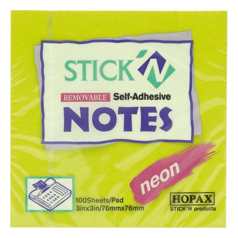 Stick'n Note 76x76mm 100 Sheet Neon