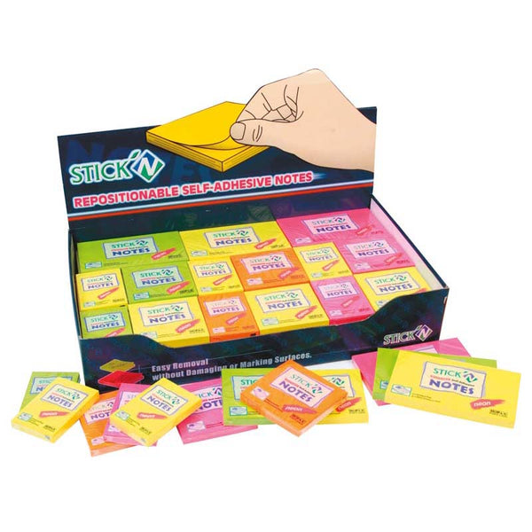 Stick'n Neon Note Display Box Full 90 Pads Assorted