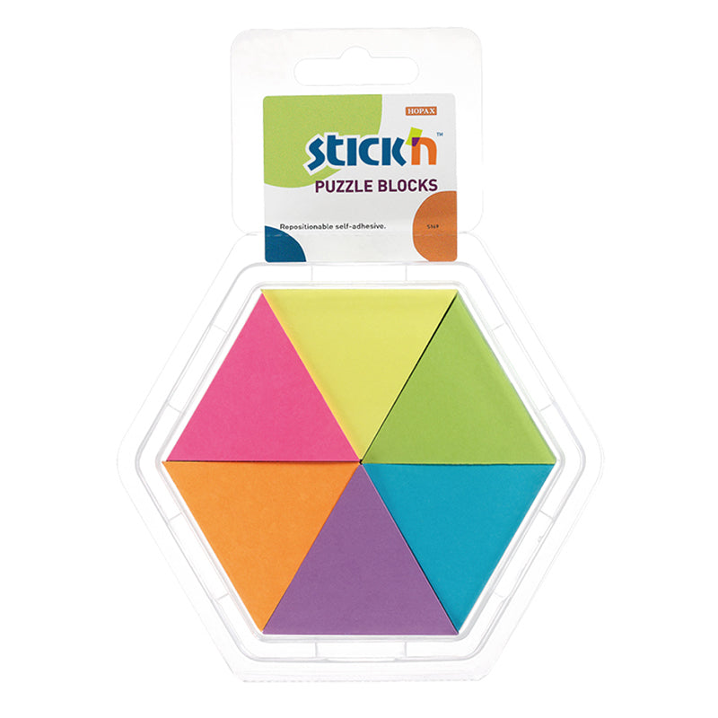 Stick'n Puzzle Blocks Triangle 43x50mm 900 Sheets 6 Colours