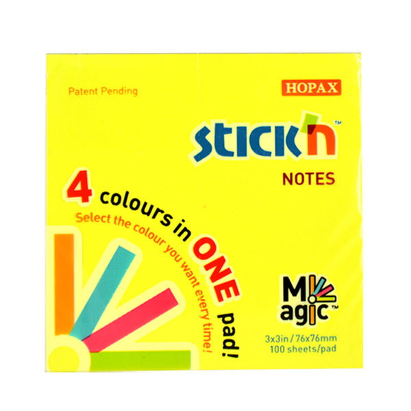 Stick'n Notes Magic Pad 76x76mm 100 Sheets 4 Colours