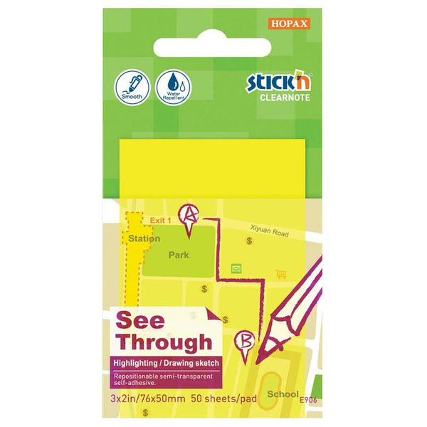 Stick'n Clearnote 76x51mm 50 Sheets Transparent