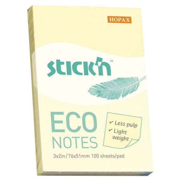 STICK'N ECO PASTEL 76X51MM 100 SHEETS#colour_Yellow
