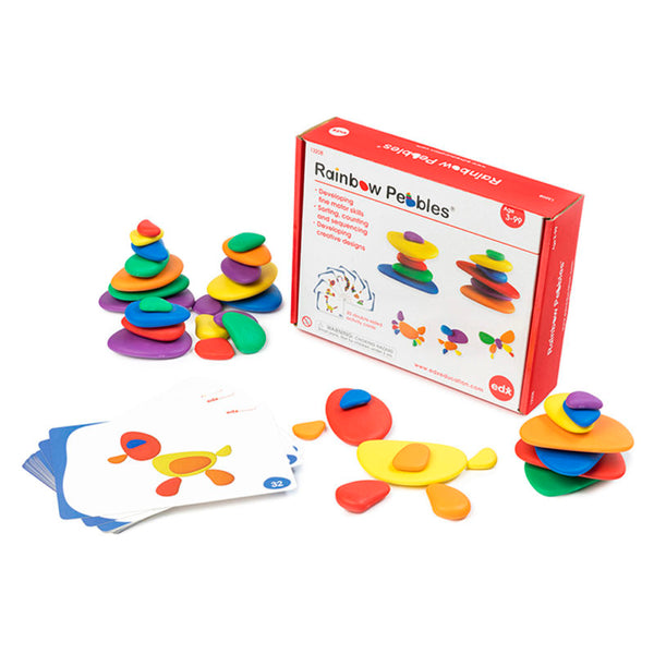 EDX Rainbow Pebbles Activity Set of 36 Pieces