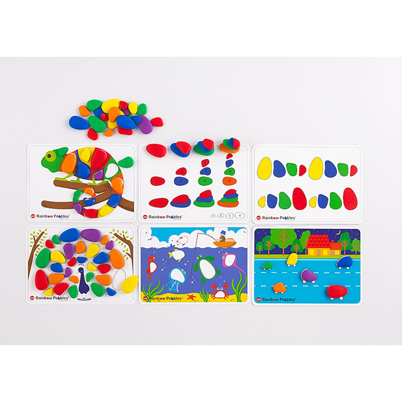 EDX Rainbow Pebbles Activity Set of 48 Pieces