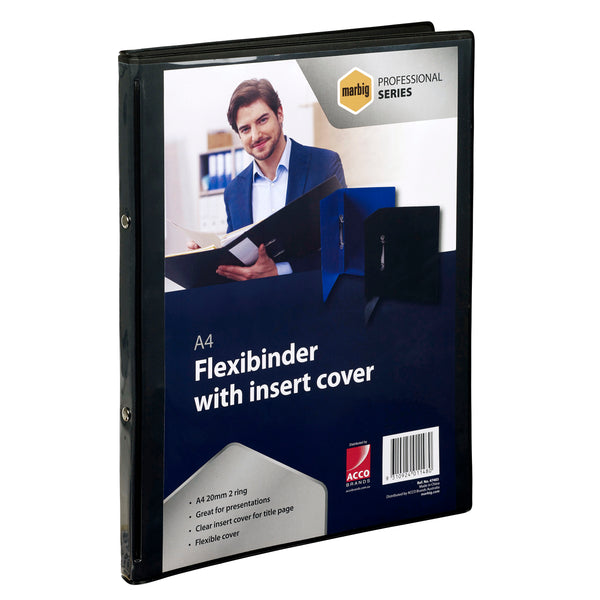 marbig® professional flexibinder 2r 20mm a4 clear front#Colour_BLACK