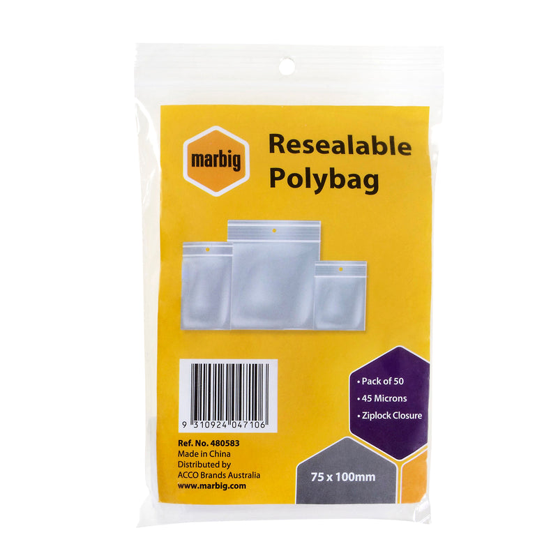 marbig resealable bags pack of 50