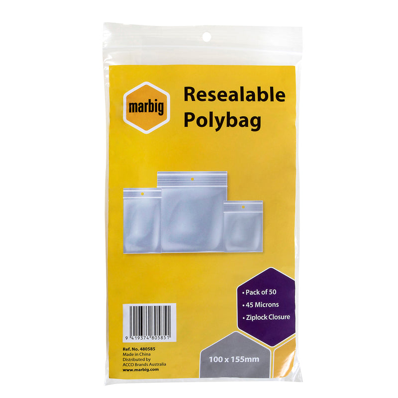 marbig resealable bags pack of 50