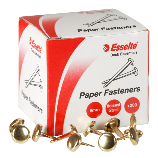 esselte paper fastener steel brass box of 200#size_9MM