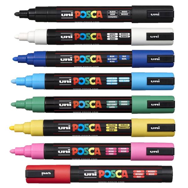 Uni Posca Paint Marker 1.8-2.5mm Bullet Tip Pen (PC-5M) - Set of
