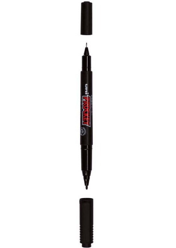 Uni Prockey Marker Dual Tip Pen 0.4/0.9mm#Colour_BLACK