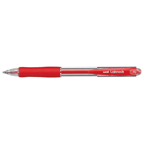 uni laknock 0.7mm retractable pen fine red