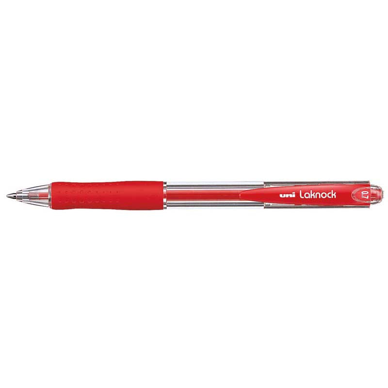 uni laknock 0.7mm retractable pen fine red