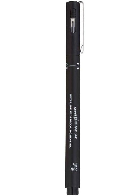 Uni Pin Fineline Permanent Pen 0.8mm#Colour_BLACK