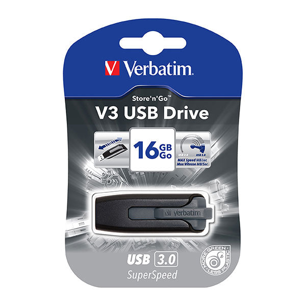 Verbatim Storge And Go V3 USB 3.0 Drive 16GB Grey