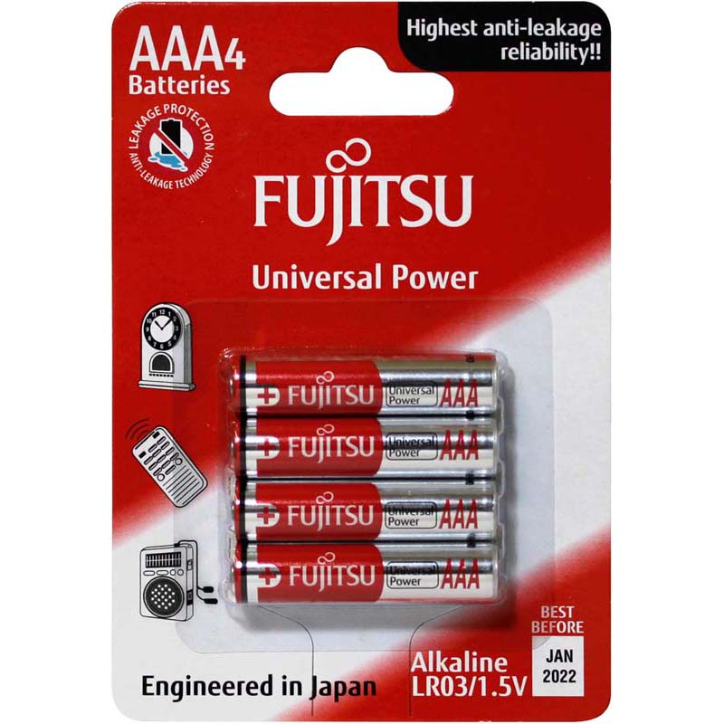 Fujitsu Batteries Aaa Universal 4 Pack 1.5v Power