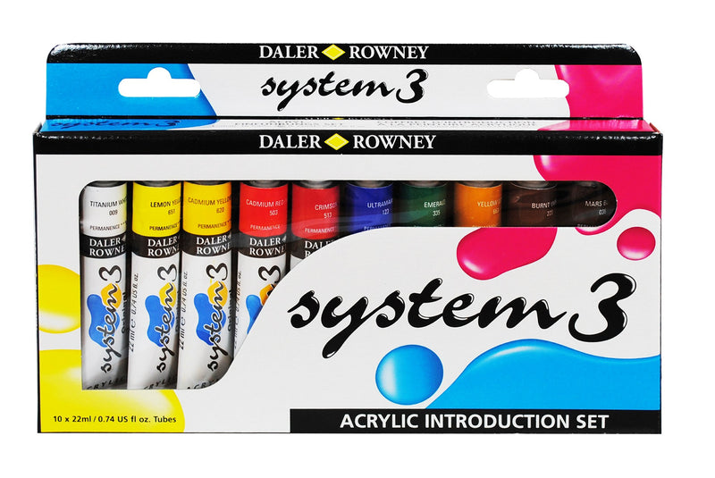 Daler Rowney System 3 Acrylic Introduction Paint Set Of 10x22ml
