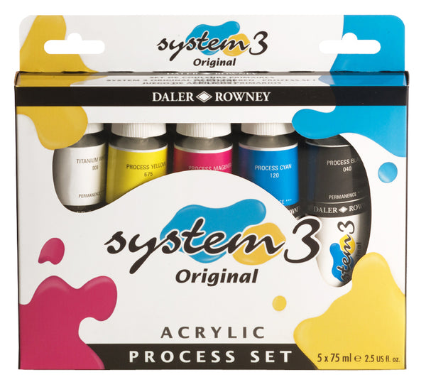 Daler Rowney System 3 Acrylic Process Paint Set Of 5 X75ml