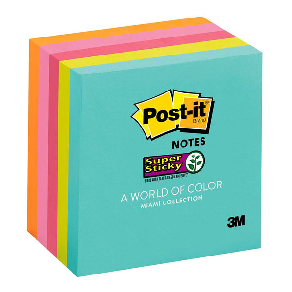 post-it super sticky notes 654-5ssmia miami collection size 76mm x 76mm 90 sheet pads pack 5