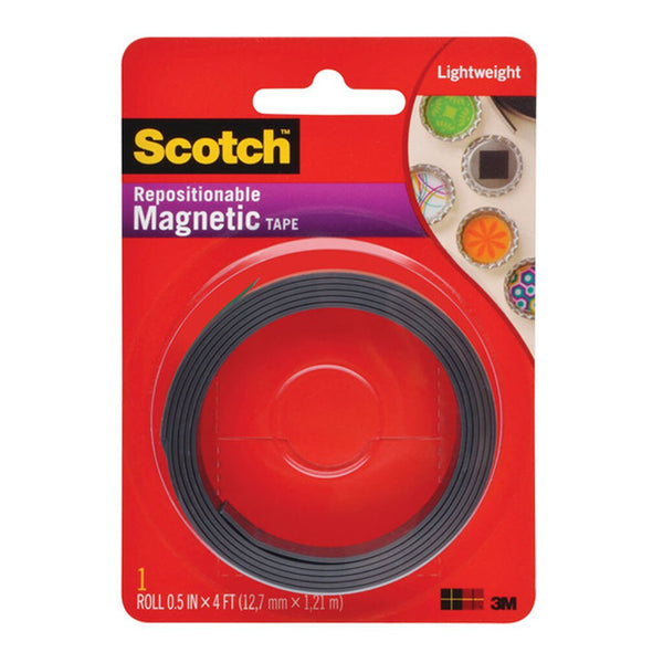 scotch repositionable magnetic tape mt004.5 12.7mmx1.22m black
