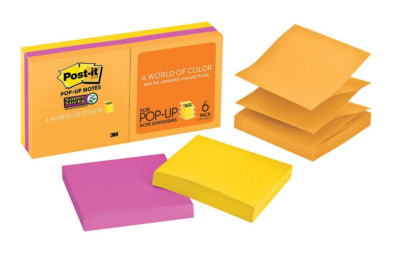 post-it super sticky pop up notes r330-6ssuc 90 sheet pads pack of 6