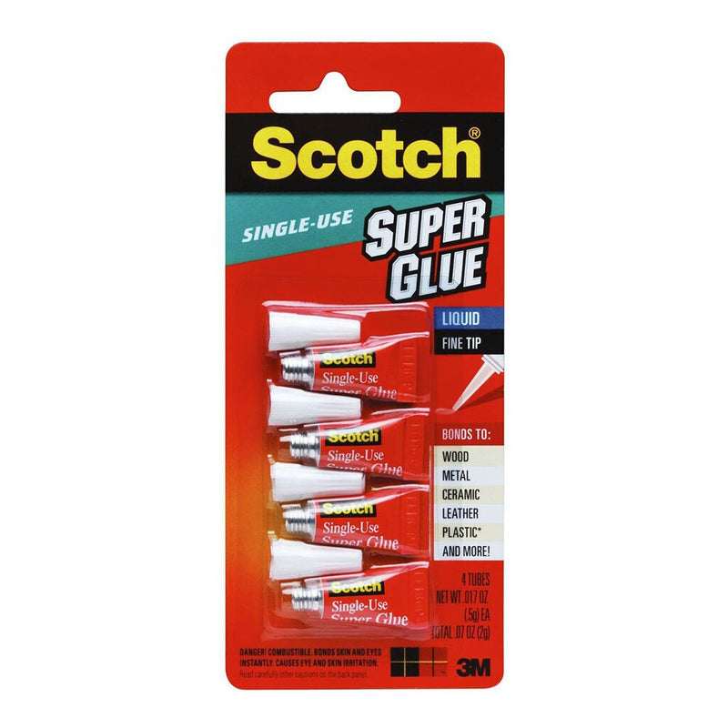 scotch adhesive ad114 super glue one drop 0.5grame per tube pack 4 pack tubes