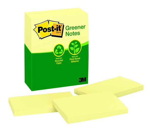 post-it recycled note 655-rp yellow 76x127mm 100 sheet pads pack of 12