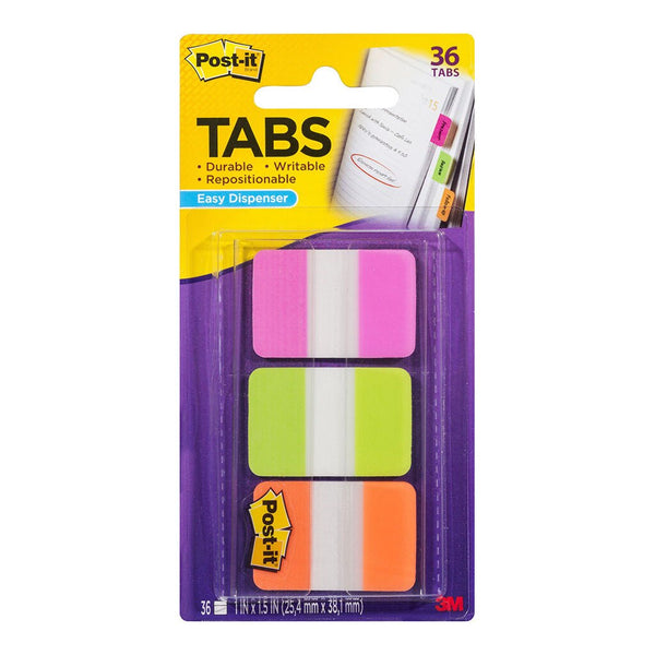 post-it durable tabs 686-pgot pink green orange 25x38mm pack of 36
