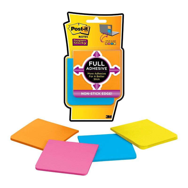post-it super sticky notes f330-4ssau rio 76x76mm 25 sheet pads pack of 4
