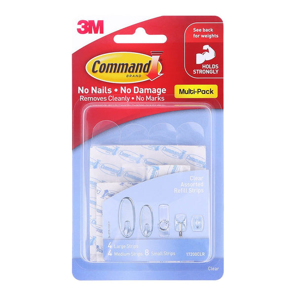 command strips refill 17200clr assorted clear pack of 16