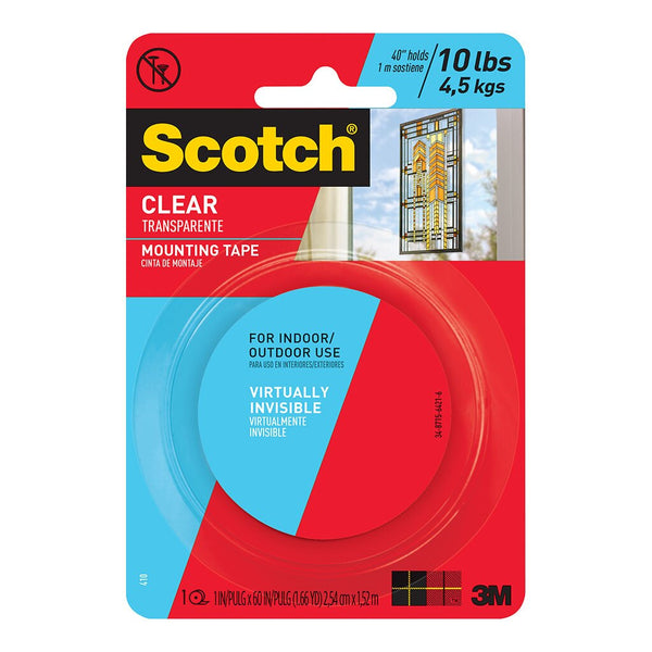 scotch mounting tape outdoor indoor use 410p size 25mm x 1.5m clear
