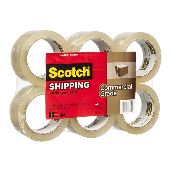 scotch commercial grade packaging tape 3750-6 clear 48mmx50m pack of 6 rolls