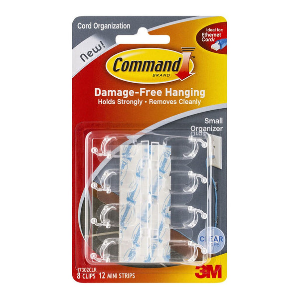 command clips cord organiser 17302clr small clear pack of 8