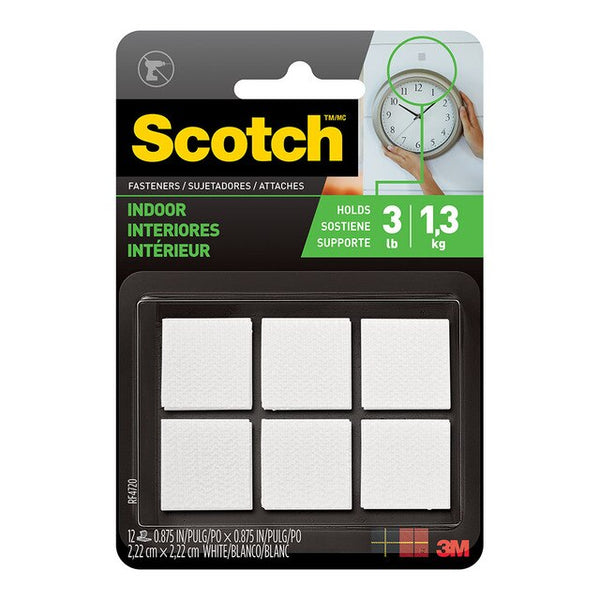 scotch fastener rf4720 indoor size 22mm x 22mm white pack 6