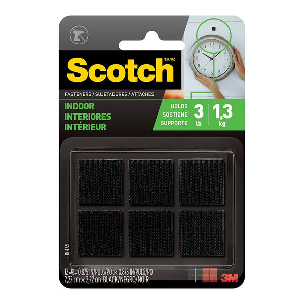 scotch fastener rf4721 indoor size 22mm x 22mm black pack 6