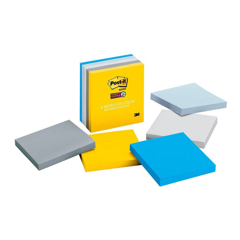 post-it super sticky notes 654-5ssny 76x76mm 90 sheet pads pack of 5