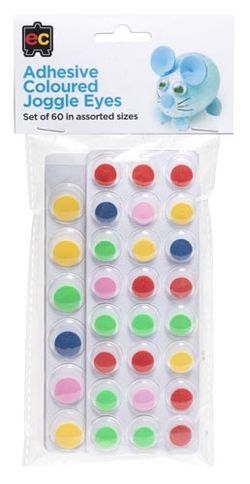 EC Adhesive Joggle Eyes Coloured Pack 60