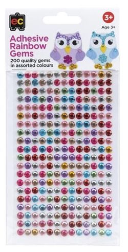 EC Adhesive Rainbow Gems Pack of 200