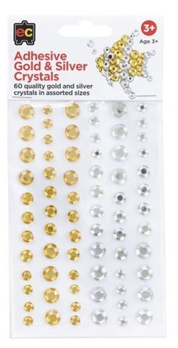 EC Adhesive Gold And Silver Crystals Pack of 60