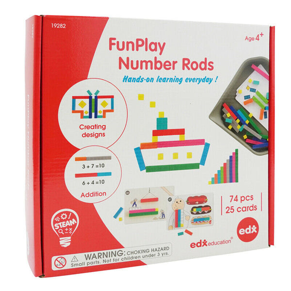 EDX Fun Play Number Rods 74 Piece Set