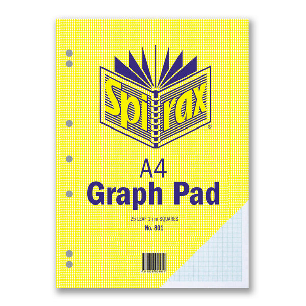 spirax 801 graph pad 1mm a4 25 leaf - pack of 10