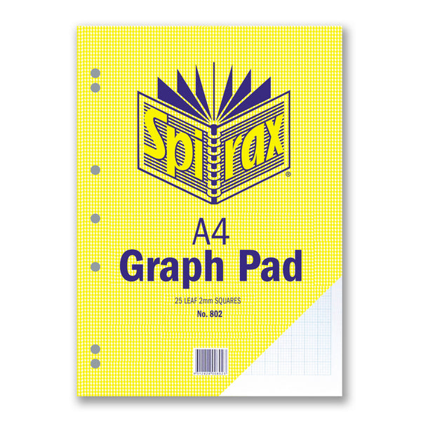 spirax 802 graph pad 2mm a4 25 leaf - pack of 10