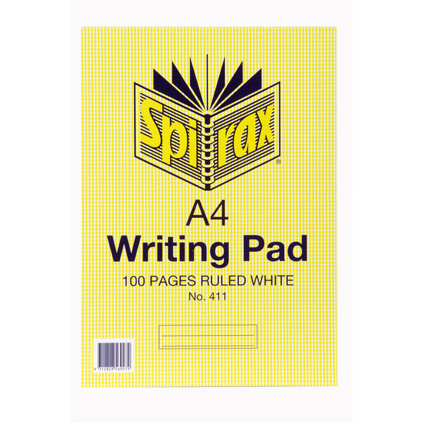 spirax 411 writing pad a4 100 page ruled - pack of 5