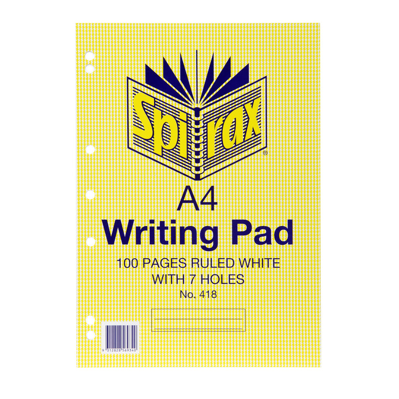 spirax 418 writing pad a4 100 page - pack of 5