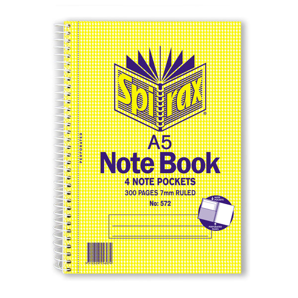 spirax 572 3 subject notebook a5 210x158mm 300 page - pack of 5