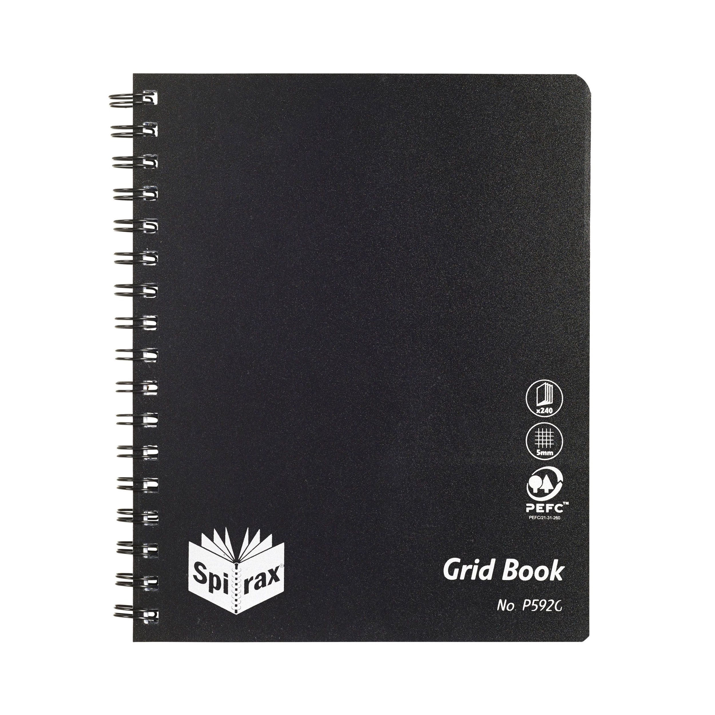 Spirax P592g PP Grid Book 222x178mm 240 Pages Black S/o - Pack Of 5 ...