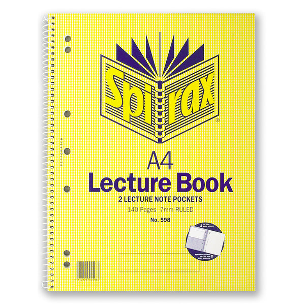 spirax 598 lecture book with pocket a4 140 page s/o - pack of 10